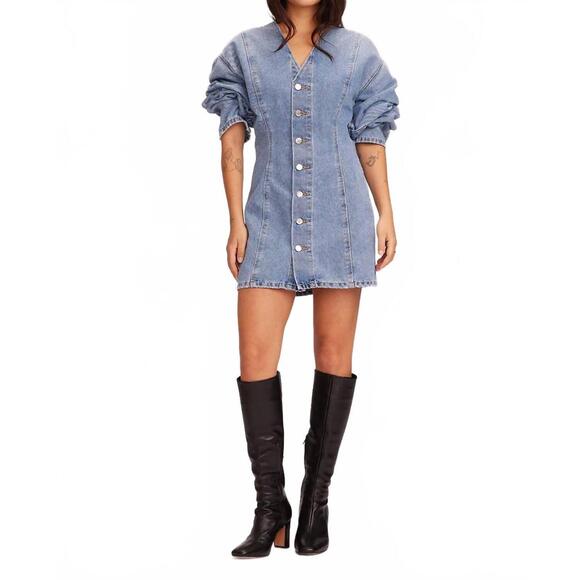 NEW ETICA ryleigh mini denim dress in blue